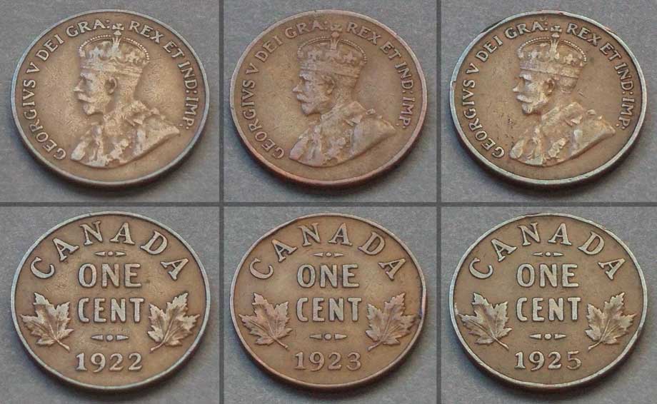 Color photo: Six views of 3, keycoin, small cents