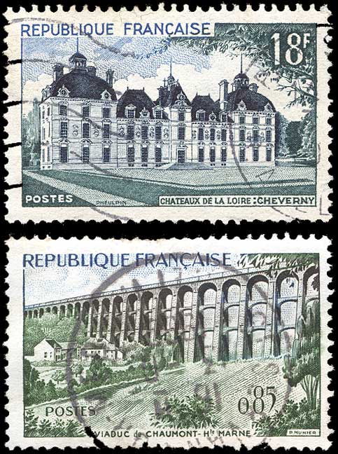 Color scan:Postage stamps (2) of France