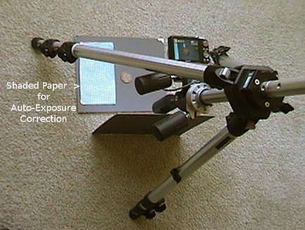 Top-left view of tripod mounted camera