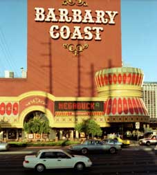 Color photo: Elevated view from accross street of Barbary Coast Casino/Hotel