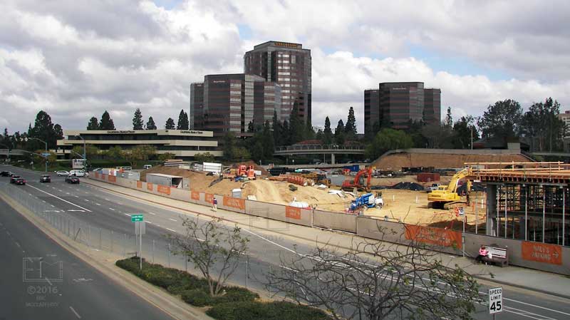 An elevated view from Genesee Avenue pedestrian overpass - which no longer exists