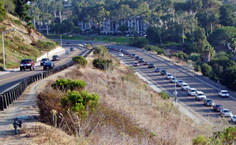 A view overlooking traffic entering Mesa College