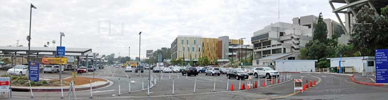 wide view of reconfugured parking lot