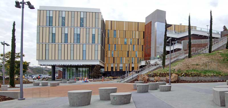 Full ground level view of Student Services Building