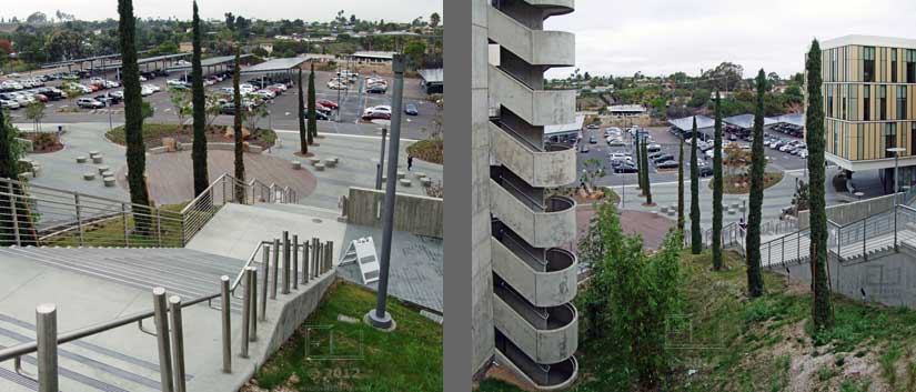 Two image view of new staircase and surroundings