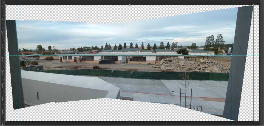 Assembled photomerge image, rotated CCW to corect tilt