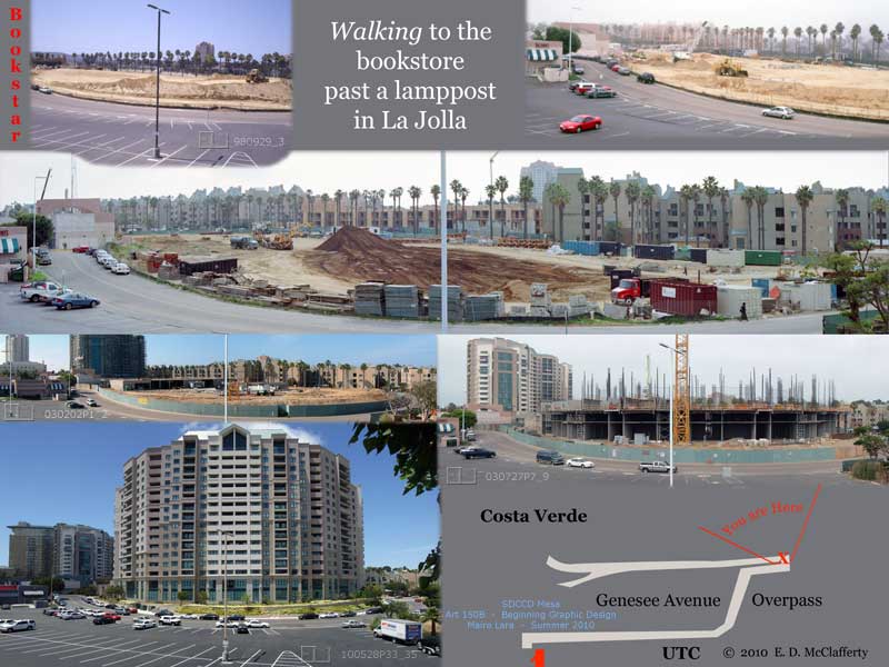 Collage depicting construction of an area over a 12 year period