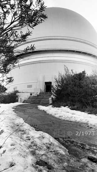 B/W photo: Walkway to Observatory entrance - Embedded text: 2/1973