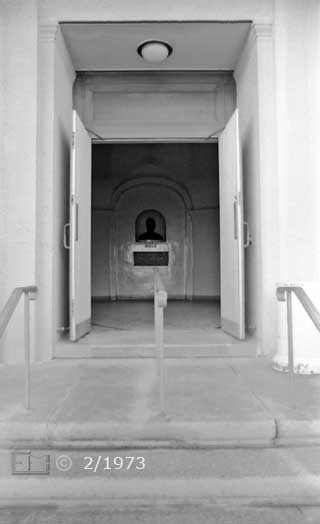 B/W photo: Observatory entrance - Embedded text: 2/1973