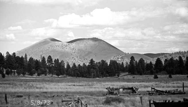 B/W photo: Landscape scenic view - Embedded text: 5/8/73