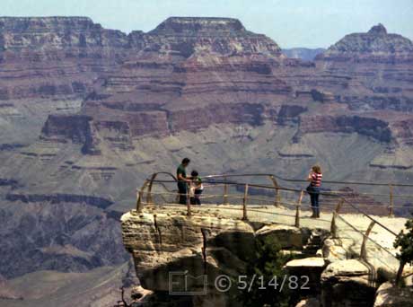 Color photo:  Photographer photographing family members with Grand Canyon as backdrop - Embedded text: 5/14/82