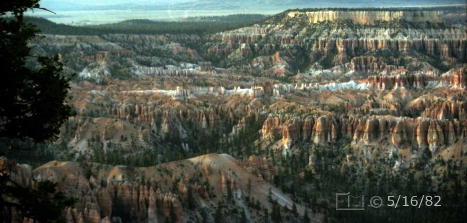 Color photo: Rim-side view of chaotic eroded rock landscape - Embedded text: 5/16/82