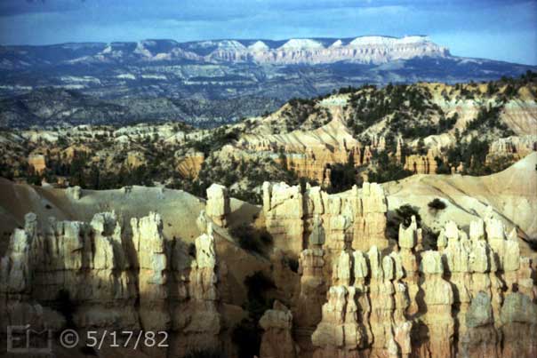 Color photo: Eroded rock, pillars and pinnacles of Bryce Canyon - Embedded text: 5/17/82