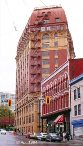 Color photo: Fire escape on upper floors of Dominion building - Image taken: 4/7~12/1994