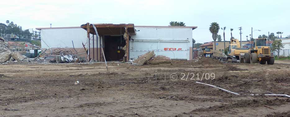 Color photo: Slightly oblique view of old buildings south entrance - Embedded text: 2/21/09