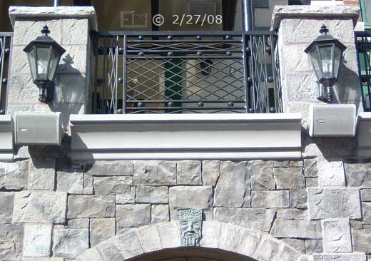 DSC color photo: Detail view of NYNY's Irish Pub frontage - Embedded text: 2/27/08