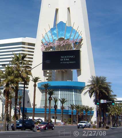 DSC color photo: Base of the Stratosphere Tower - Embedded text: 2/26/08