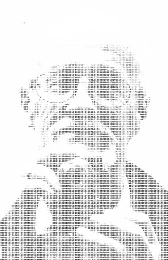 B/W image: Selfie  made up of black '0's and '1's on a white background