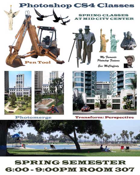 Color image: Promotional poster for Mid City Center Photoshop classes